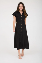 Load image into Gallery viewer, THE KAMILA SIDE ADJUSTABLE STRAP DETAIL LINEN MIDI SHIRT DRESS