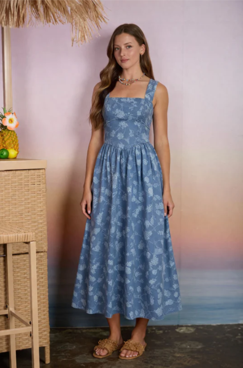 THE JOSEPHINE FLORAL JACQUARD CORSET DETAIL MIDI DRESS – Shop Lana Grace