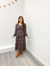 Load image into Gallery viewer, modest V Neck Floral Paisley Print Long Sleeve Dress