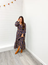 Load image into Gallery viewer, modest V Neck Floral Paisley Print Long Sleeve Dress