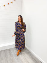 Load image into Gallery viewer, modest V Neck Floral Paisley Print Long Sleeve Dress