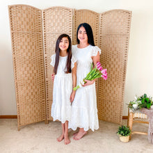 Load image into Gallery viewer, Girls Scallop Hem Floral Crochet Eyelet Dress