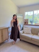Load image into Gallery viewer, THE SADIE LACE UP FRONT SLEEVELESS SUEDE MIDI DRESS