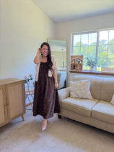 Load image into Gallery viewer, THE SADIE LACE UP FRONT SLEEVELESS SUEDE MIDI DRESS