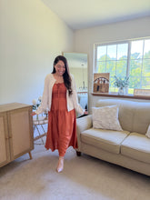 Load image into Gallery viewer, THE SALMA SATIN FRONT TIE SHIRRED WAIST MIDI DRESS