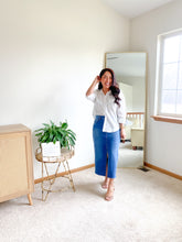 Load image into Gallery viewer, The Mabel Pinstripe Collared Long Sleeve Button Down Shirt