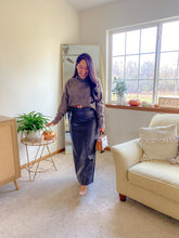 Load image into Gallery viewer, The Nadia Faux Leather Back Slit Midi Skirt