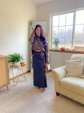 Load image into Gallery viewer, The Nadia Faux Leather Back Slit Midi Skirt