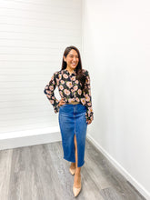 Load image into Gallery viewer, The Rose Black Floral Print Chiffon Blouse