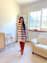 Load image into Gallery viewer, The Sophie Stripe Colorblock Long Sleeve Sweater Dress