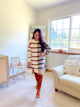 Load image into Gallery viewer, The Sophie Stripe Colorblock Long Sleeve Sweater Dress