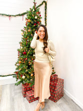 Load image into Gallery viewer, LONG SLEEVE LUREX KNIT TOP WITH SIDE RUCHING DETAIL