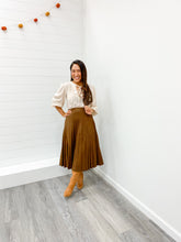 Load image into Gallery viewer, THE STEFANI FAUX SUEDE PLEATED SKIRT
