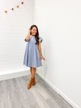 Load image into Gallery viewer, THE SKYLAR  SHORT SLEEVE WOVEN WASH DRESS
