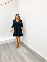 Load image into Gallery viewer, 1/2 SLEEVE PINTUCK DETAIL SHORT DRESS WITH POCKETS
