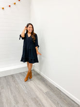 Load image into Gallery viewer, 1/2 SLEEVE PINTUCK DETAIL SHORT DRESS WITH POCKETS
