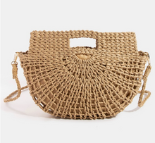 Load image into Gallery viewer, Semi Circle Straw Woven Hand Bag
