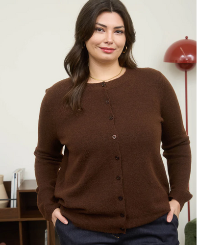 PLUS ROUND NECK BUTTON DOWN LONG SLEEVE CARDIGAN