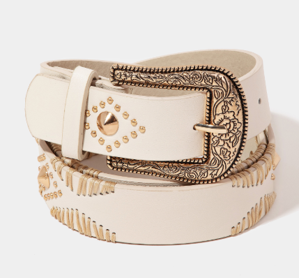 Western Floral Etched Buckle Belt