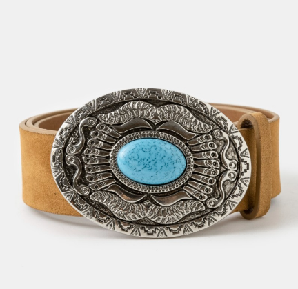 Oval Western Concho Oversized Buckle Belt