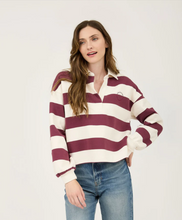 Load image into Gallery viewer, THE RANDY STRIPE COLLARED LONG SLEEVE POLO KNIT TOP
