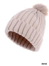 Load image into Gallery viewer, The Ribbed Knitted Pom Pom Beanie

