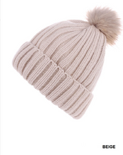 Load image into Gallery viewer, The Ribbed Knitted Pom Pom Beanie
