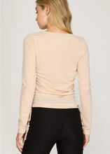 Load image into Gallery viewer, THE DANIELA LONG SLEEVE LUREX KNIT TOP WITH SIDE RUCHING DETAIL - PF Deal

