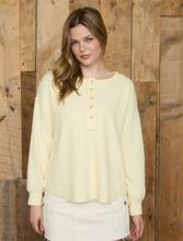 Load image into Gallery viewer, THE MORGAN RIBBED HENLEY LONG SLEEVE EXPOSED SEAM KNIT TOP
