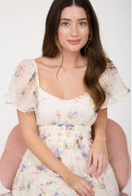 Load image into Gallery viewer, THE MAISIE FLORAL CHIFFON FLOUNCE SLEEVE SHIRRED MIDI DRESS

