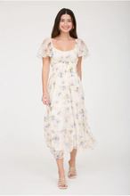 Load image into Gallery viewer, THE MAISIE FLORAL CHIFFON FLOUNCE SLEEVE SHIRRED MIDI DRESS
