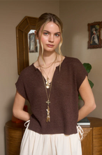 Load image into Gallery viewer, THE MARA SPLIT NECK BATWING SLEEVELESS KNIT SWEATER
