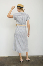 Load image into Gallery viewer, THE KIMBERLY STRIPE COLLARED SHORT SLEEVE BELTED SHIRT DRESS
