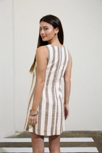 Load image into Gallery viewer, THE KLOE STRIPE SQUARE NECK SLEEVELESS LINEN MINI DRESS
