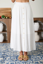 Load image into Gallery viewer, THE KYLIE TEXTURED FRONT BUTTON DETAIL MIDI SKIRT
