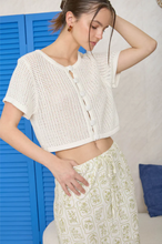 Load image into Gallery viewer, THE KELLY CROCHET BUTTON COVER DETAIL SHORT SLEEVE CARDIGAN
