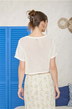 Load image into Gallery viewer, THE KELLY CROCHET BUTTON COVER DETAIL SHORT SLEEVE CARDIGAN
