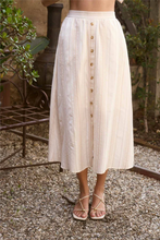 Load image into Gallery viewer, THE KATHERINE STRIPE MOCK BUTTON DOWN MIDI SKIRT
