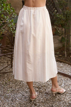 Load image into Gallery viewer, THE KATHERINE STRIPE MOCK BUTTON DOWN MIDI SKIRT

