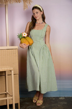 Load image into Gallery viewer, THE KENEDY PLAID BASQUE WAIST SLEEVELESS MIDI DRESS
