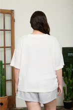 Load image into Gallery viewer, THE KENZIE PLUS RIBBED SPLIT NECK SHORT SLEEVE BOXY KNIT TOP
