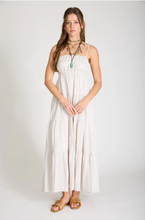 Load image into Gallery viewer, THE GEORGIA STRIPE SHIRRED EMPIRE WAIST TIERED MIDI DRESS
