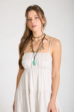 Load image into Gallery viewer, THE GEORGIA STRIPE SHIRRED EMPIRE WAIST TIERED MIDI DRESS
