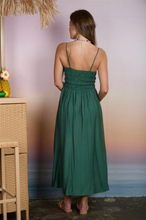 Load image into Gallery viewer, THE KELLY SHIRRED BODICE SPAGHETTI STRAP MIDI DRESS
