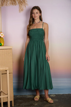Load image into Gallery viewer, THE KELLY SHIRRED BODICE SPAGHETTI STRAP MIDI DRESS
