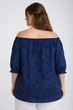 Load image into Gallery viewer, THE GABRIELA PLUS EMBROIDERED 3D FLORAL OFF THE SHOULDER BLOUSE
