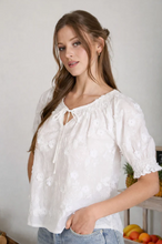 Load image into Gallery viewer, THE GABRIELA EMBROIDERED 3D FLORAL OFF THE SHOULDER BLOUSE
