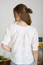 Load image into Gallery viewer, THE GABRIELA EMBROIDERED 3D FLORAL OFF THE SHOULDER BLOUSE
