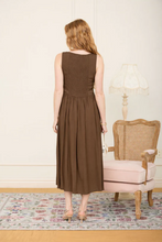 Load image into Gallery viewer, THE GISELLE BOAT NECK SLEEVELESS BASQUE WAIST MIDI DRESS
