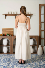 Load image into Gallery viewer, THE GALI CONTRAST TRIM SPAGHETTI EMPIRE WAIST MIDI DRESS
